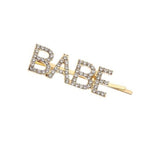 Gold Rhinestone Babe Hair Clip