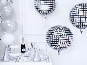 Silver Holographic Disco Ball Balloon