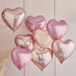 Customisable Rose Gold & Pink Heart Balloons (8 pack)