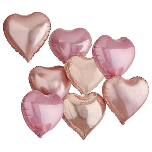 Customisable Rose Gold & Pink Heart Balloons (8 pack)