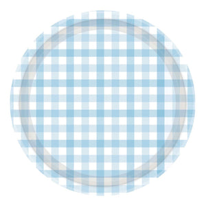 Pale Blue Gingham Plates (8 pack)