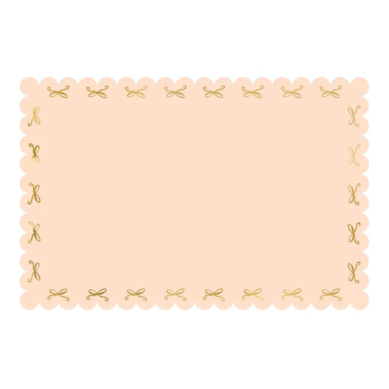 Peachy Pink Bows Paper Tablecloth