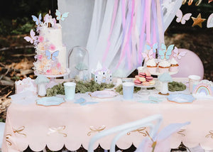 Peachy Pink Bows Paper Tablecloth