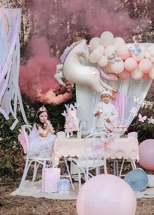 Peachy Pink Bows Paper Tablecloth