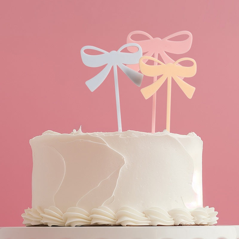 Pastel Bows Acrylic Cake Toppers (3 pack)