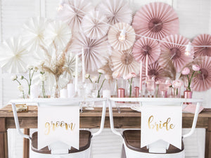 White Bride & Groom Chair Signs