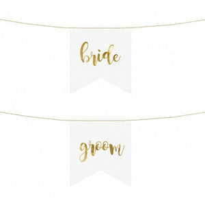 White Bride & Groom Chair Signs