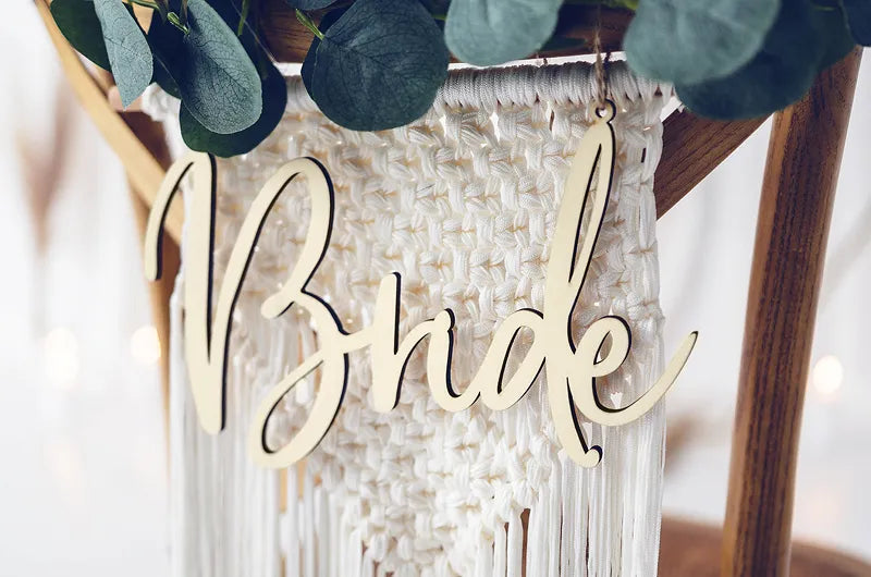 Bride & Groom Wooden Chair Signs