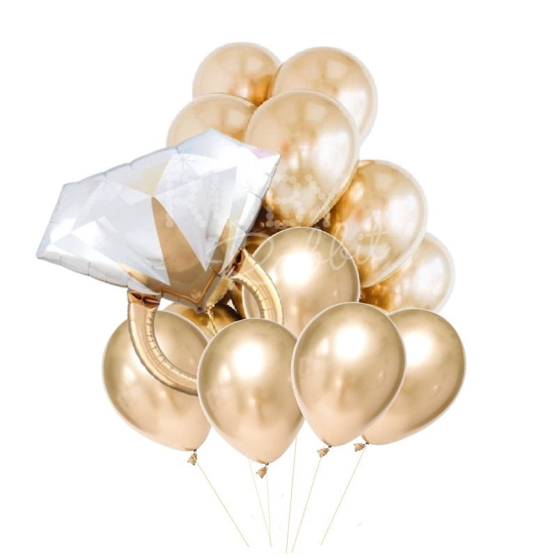 INFLATED Gold Chrome Balloon Bouquet & Ring (PICKUP)