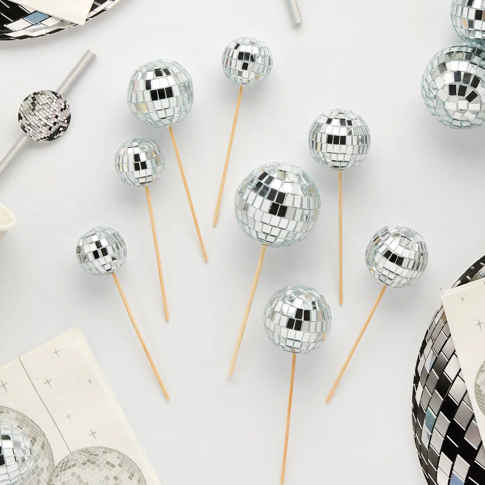 Disco Ball Cake Toppers (8 pack)