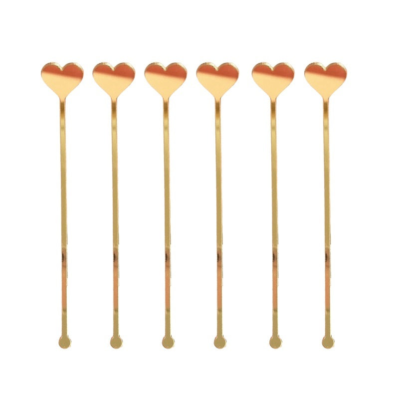 Gold Mirror Heart Stirrers (6 pack)