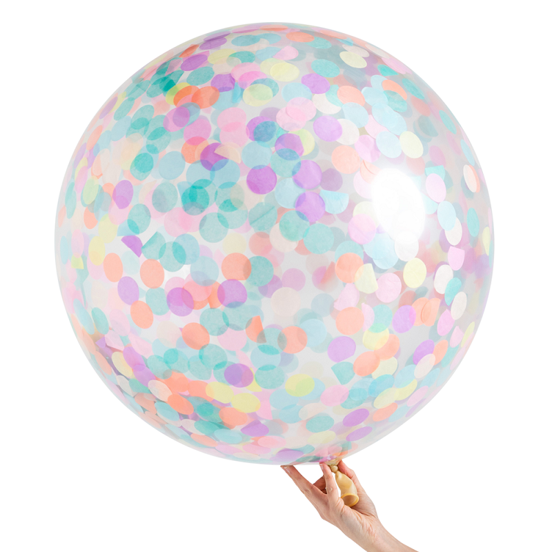 Pastel Rainbow Jumbo 90cm Confetti Balloon