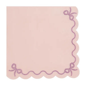 Peachy Pink Bow Ruffled Napkins (12 pack)