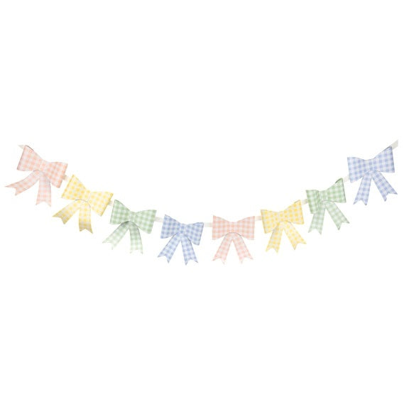 Large Pastel Gingham Bow Banner