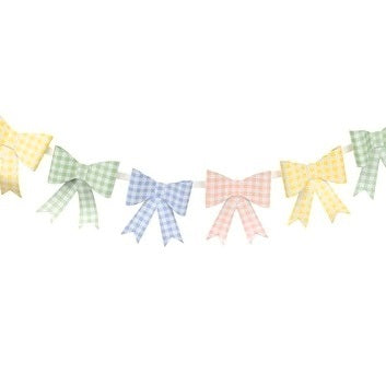 Large Pastel Gingham Bow Banner