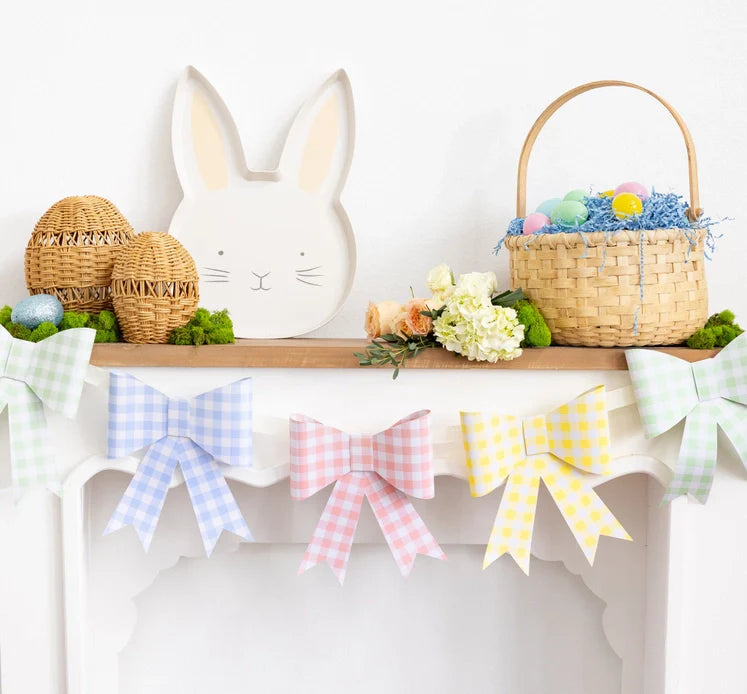 Large Pastel Gingham Bow Banner