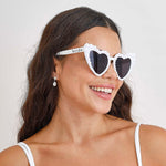 Pearl White Heart Sunglasses