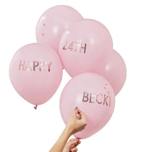 Pink & Rose Gold Personalised Balloon Kit (5 pack)