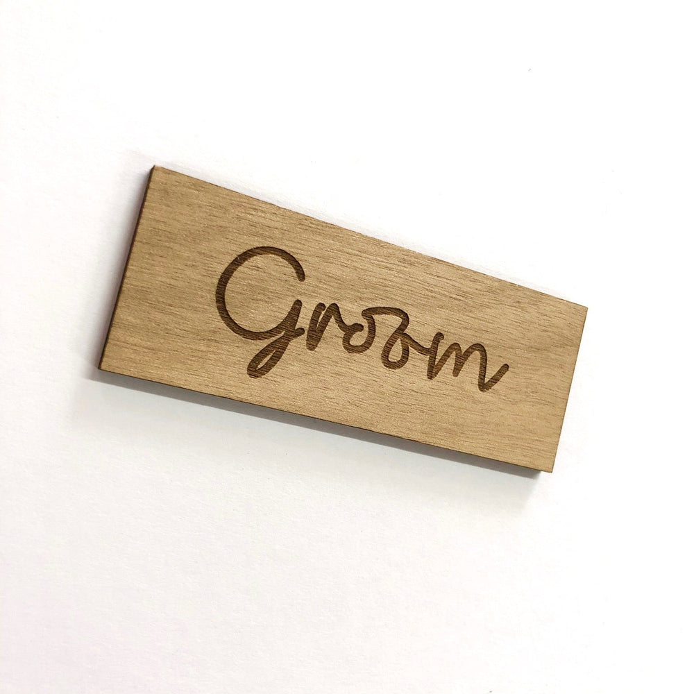 Groom Script Wooden Place Card