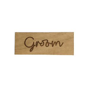 Groom Script Wooden Place Card