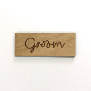 Groom Script Wooden Place Card