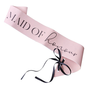 Pink & Black Maid of Honour Sash