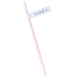 Pink Team Bride Straws & Flags (16 pack)