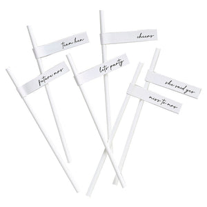 White Team Bride Straws & Flags (16 pack)