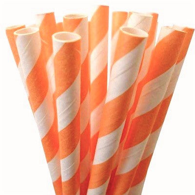Peach Striped Straws (25 pack)