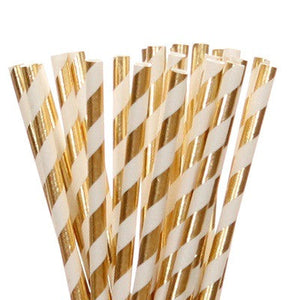 Gold Foil Striped Straws (25 pack)