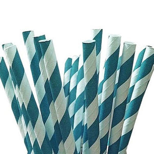 Aqua Striped Straws (25 pack)