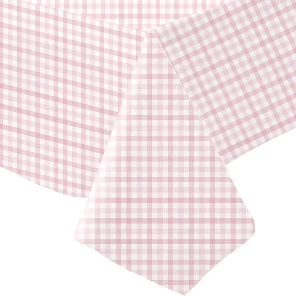 Pale Pink Gingham Paper Tablecover