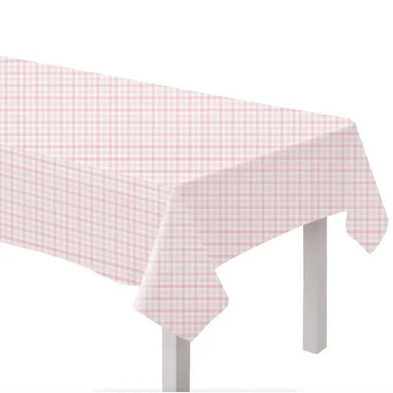 Pale Pink Gingham Paper Tablecover