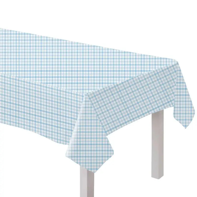 Pale Blue Gingham Paper Tablecover