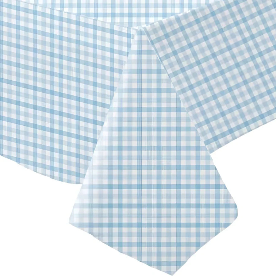 Pale Blue Gingham Paper Tablecover