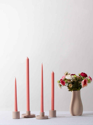 Coral Taper Candles (4 pack)