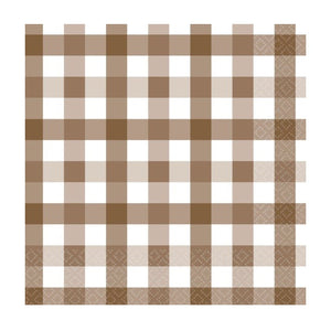 Teddy Brown Gingham Napkins (16 pack)