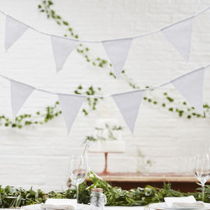 White Fabric Flag Bunting