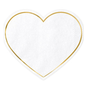 White & Gold Heart Napkins (20 pack)