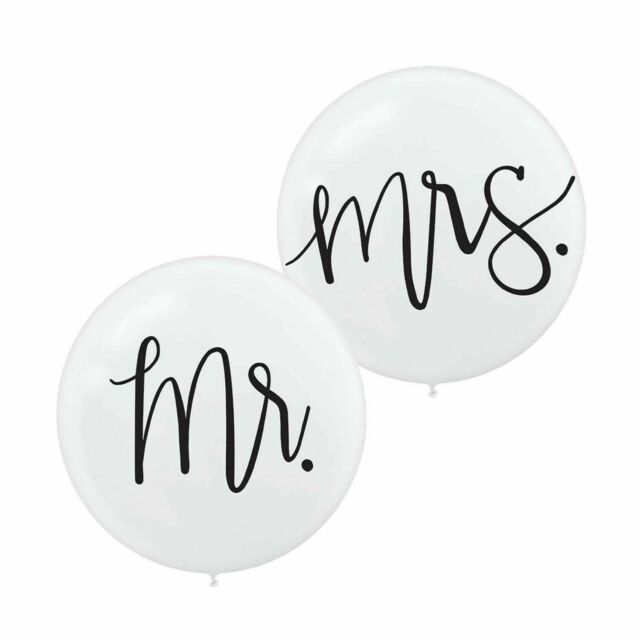 Mr & Mrs White 60cm Balloons (2 pack)