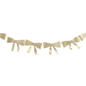 Large Gold Glitter Bow Banner