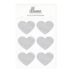 Silver Glitter Heart Stickers (24 pack)