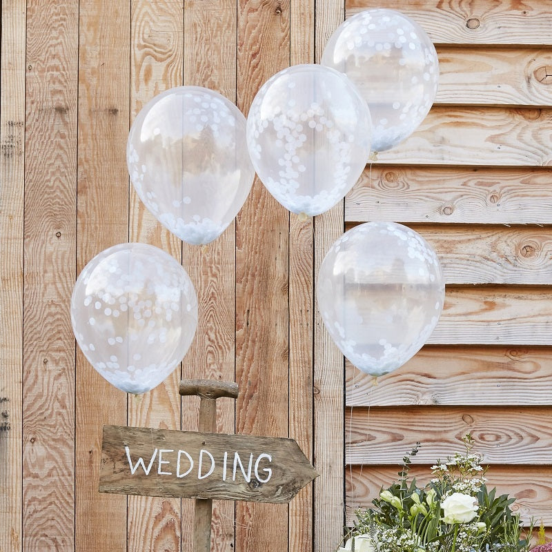 White Confetti Balloons (5 pack)