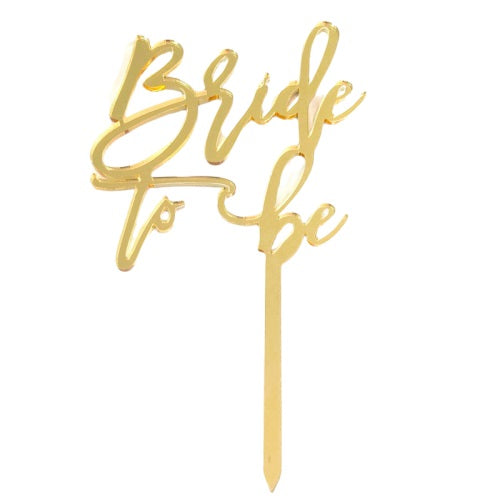 Bride to Be Gold Mirrored Cake Topper