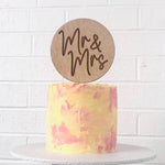 Mr & Mrs Round Wooden Cake Topper