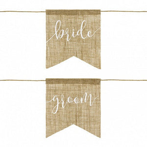 Burlap Bride & Groom Chair Signs