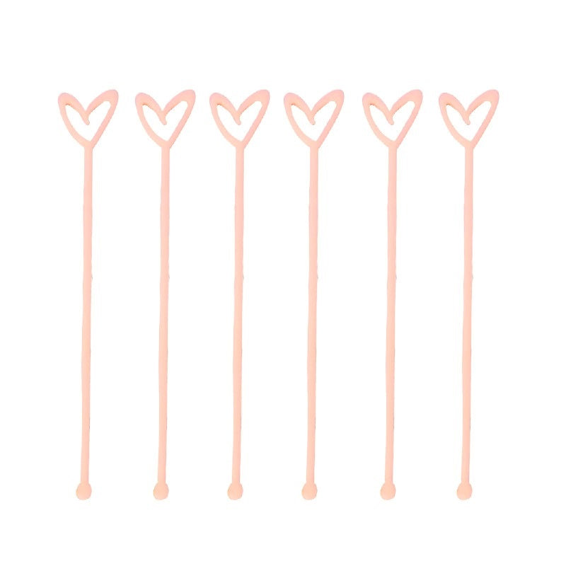 Pink Heart Stirrers (6 pack)