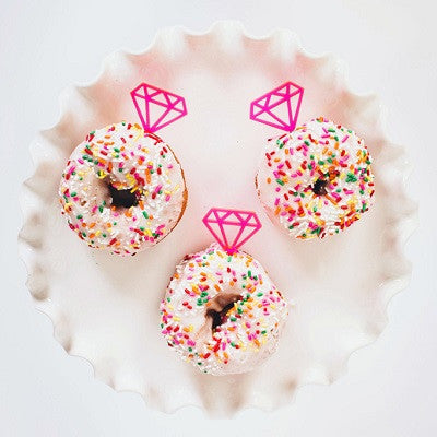 Neon Pink Gem Treat Toppers (12 pack)