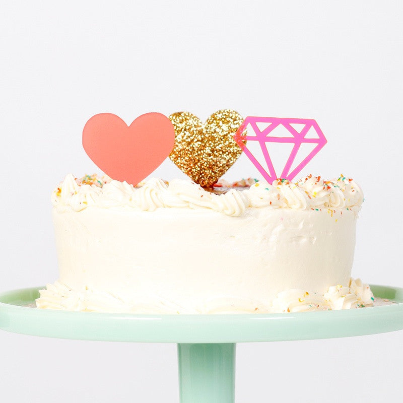 Neon Pink Gem Treat Toppers (12 pack)