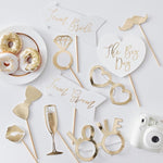 Gold Wedding Photo Booth Props (10 pack)